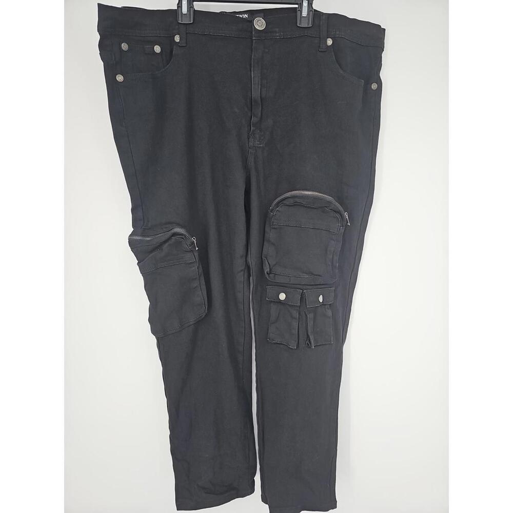 Demolition Men’s Jeans 48x32 Stretch Black Multi Pocket Biker Grunge Gorpcore‎